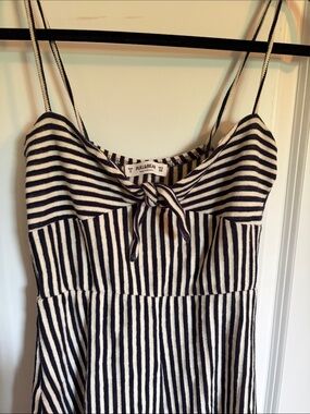 Pull&Bear Navy and White Striped Tie-Front Top